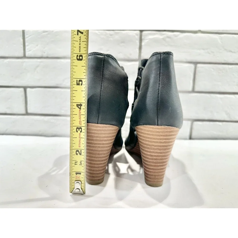 Sugar Black Wedge Heel Sandal‎ Bootie Shoes Women's 6.5 ~ Retail $70